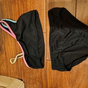 Black Bikini Set with Colorful Straps